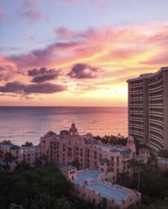 Sunset view overlooking Waikiki beach