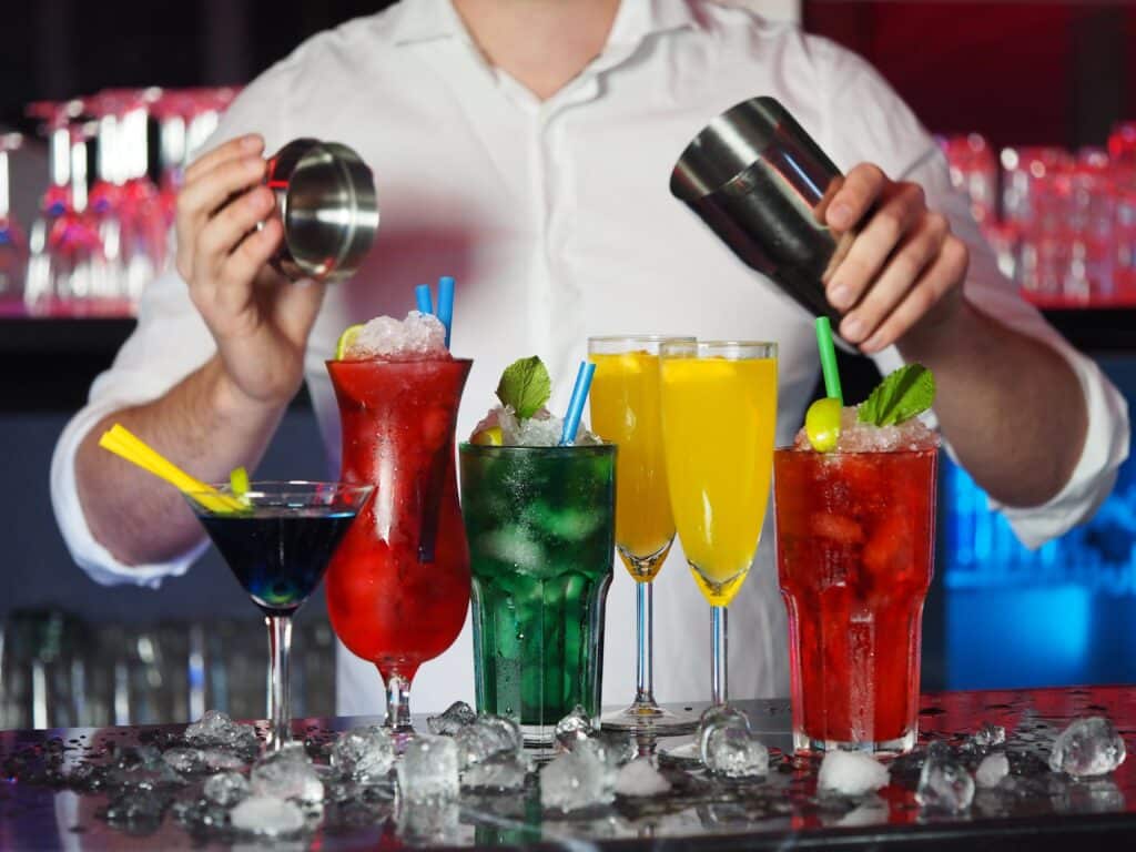 Photo of different type of colorful cocktails