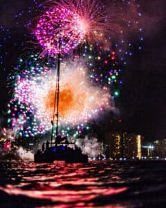 Friday Night Fireworks cruise with Pink Sails Waikiki catamaran